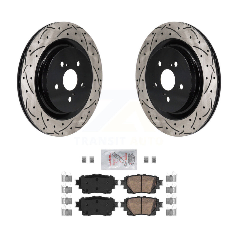 Rear Coated Drilled Slot Disc Brake Rotor Ceramic Pad Kit For 2020-2023 Toyota Highlander KDA-103180