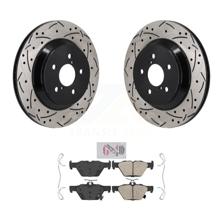 Rear Coated Drilled Slotted Disc Brake Rotors And Ceramic Pads Kit For Subaru Crosstrek KDA-103185