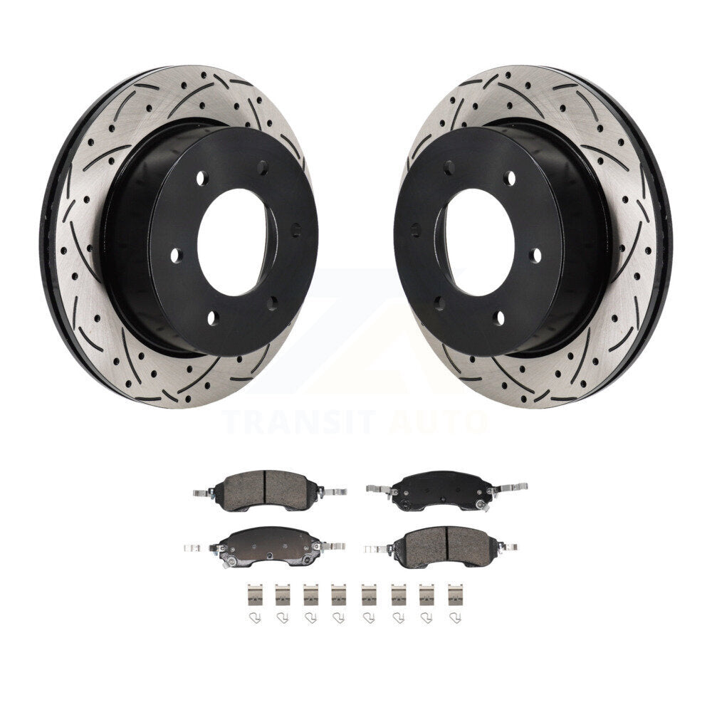 Rear Coated Drilled Slotted Disc Brake Rotors And Ceramic Pads Kit For Ford Bronco KDA-103191