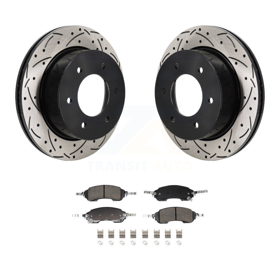 Rear Coated Drilled Slotted Disc Brake Rotors And Ceramic Pads Kit For Ford Bronco KDA-103191