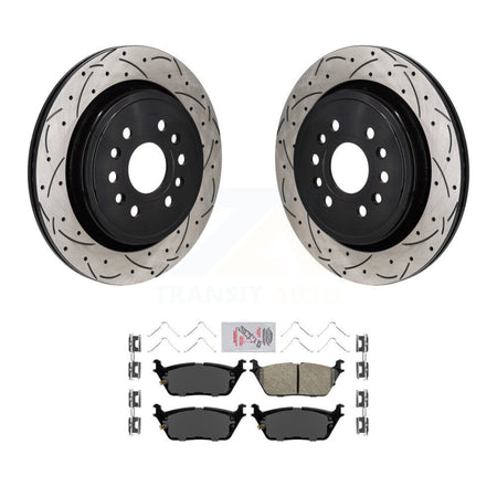 Rear Coat Drill Slot Disc Brake Rotors Ceramic Pad Kit For Ram 1500 Jeep Wagoneer Grand L KDA-103196
