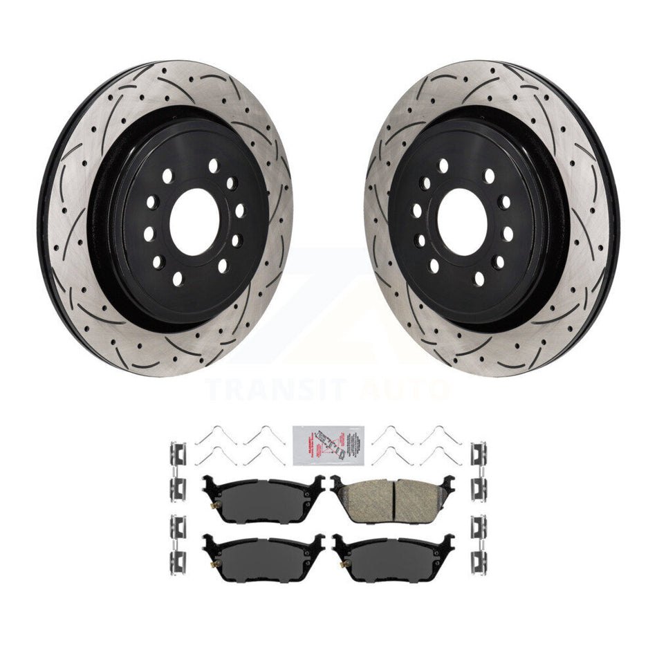 Rear Coat Drill Slot Disc Brake Rotors Ceramic Pad Kit For Ram 1500 Jeep Wagoneer Grand L KDA-103196