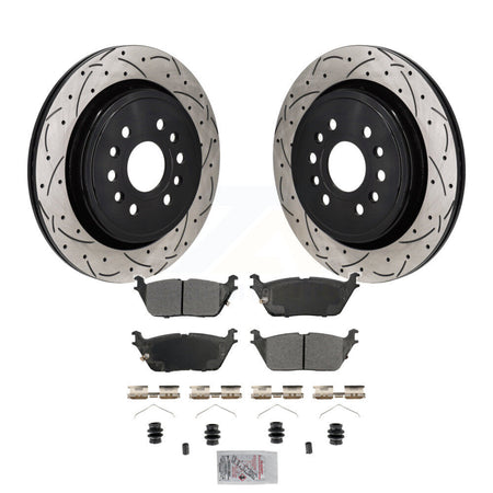 Rear Drill Slot Disc Brake Rotor Semi-Metallic Pad Kit For Ram 1500 Jeep Wagoneer Grand L KDA-103197