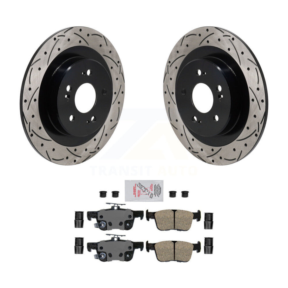Rear Coated Drilled Slotted Disc Brake Rotors And Ceramic Pad Kit For 2021-2023 Acura TLX KDA-103200