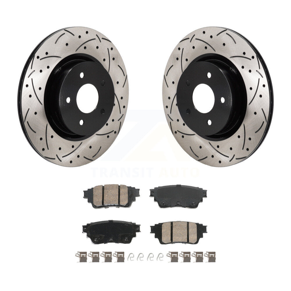 Rear Drilled Slot Brake Rotors Ceramic Pad Kit For Mitsubishi Outlander Nissan Pathfinder KDA-103204