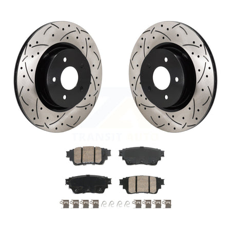 Rear Drilled Slot Brake Rotors Ceramic Pad Kit For Mitsubishi Outlander Nissan Pathfinder KDA-103204