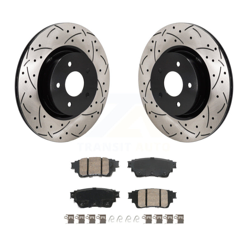 Rear Drilled Slot Brake Rotors Ceramic Pad Kit For Mitsubishi Outlander Nissan Pathfinder KDA-103204