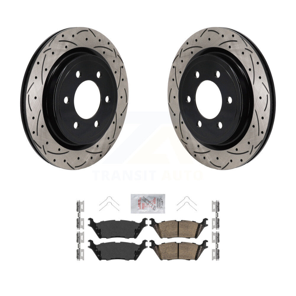 Rear Drilled Slot Brake Rotor Ceramic Pad Kit For Ford F-150 Lightning Expedition Lincoln KDA-103206