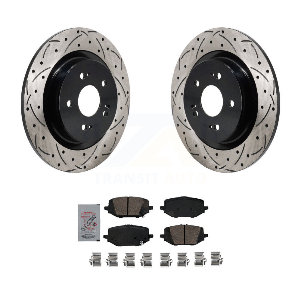 Rear Coated Drilled Slotted Disc Brake Rotors And Ceramic Pad Kit For 2022-2024 Acura MDX KDA-103209