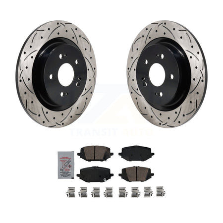 Rear Coated Drilled Slotted Disc Brake Rotors And Ceramic Pad Kit For 2022-2024 Acura MDX KDA-103209