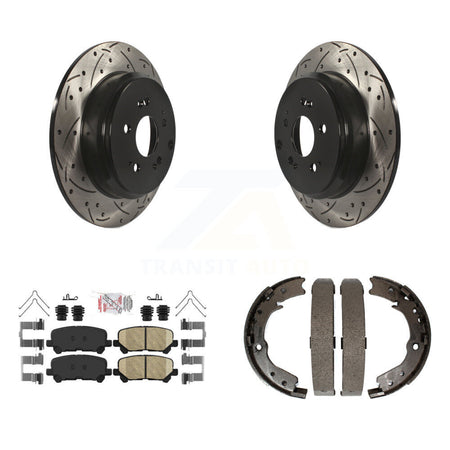 Rear Disc Drilled & Slotted Rotors Ceramic Pads Parking Shoes Kit For 11-17 Honda Odyssey KDA-103435