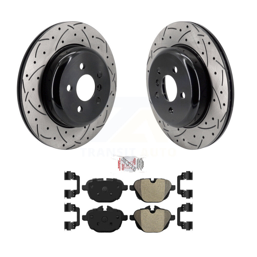 Rear Coated Drilled Slotted Disc Brake Rotor & Semi-Metallic Pad Kit For 2022 BMW X3 2.0L KDA-103876