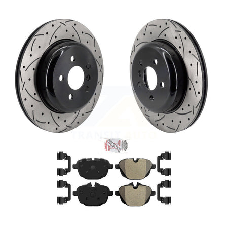 Rear Coated Drilled Slotted Disc Brake Rotor & Semi-Metallic Pad Kit For 2022 BMW X3 2.0L KDA-103876