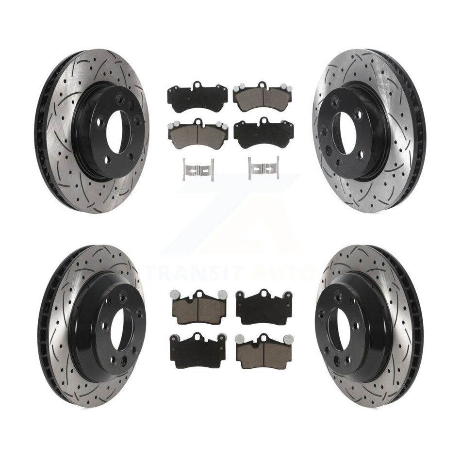 Front Rear Disc Brake Rotors And Ceramic Pads Kit (6Pc) For Porsche Cayenne Volkswagen Touareg With 330mm Diameter Rotor KDC-100002