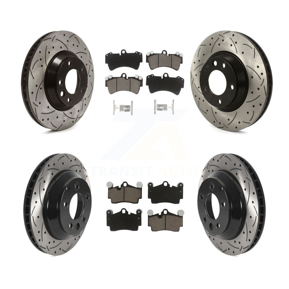 Front Rear Disc Brake Rotors And Ceramic Pads Kit (6Pc) For Audi Q7 Volkswagen Touareg KDC-100004