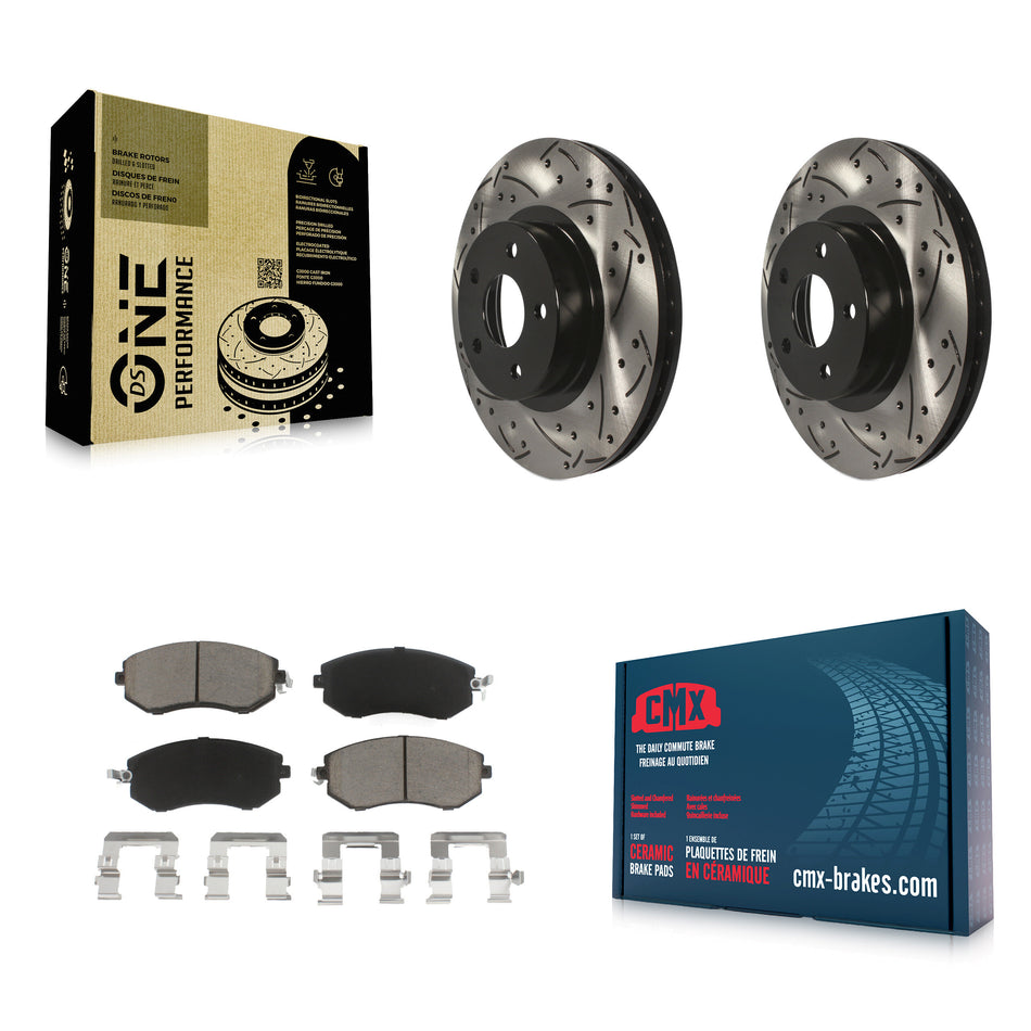 Front Coated Drilled Slotted Disc Brake Rotors And Ceramic Pads Kit For Subaru Impreza Scion FR-S BRZ KDC-100011