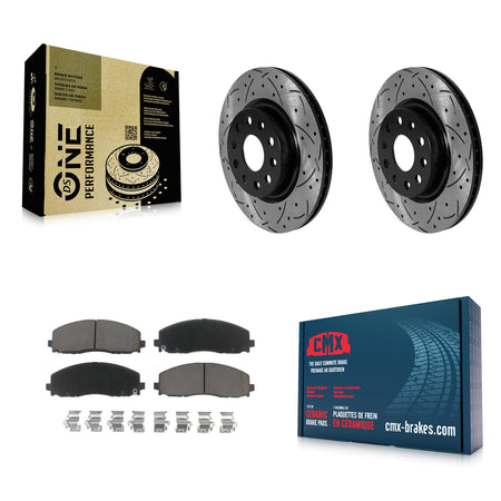 Front Coated Drilled Slotted Disc Brake Rotors And Ceramic Pads Kit For Jeep Wrangler KDC-100020
