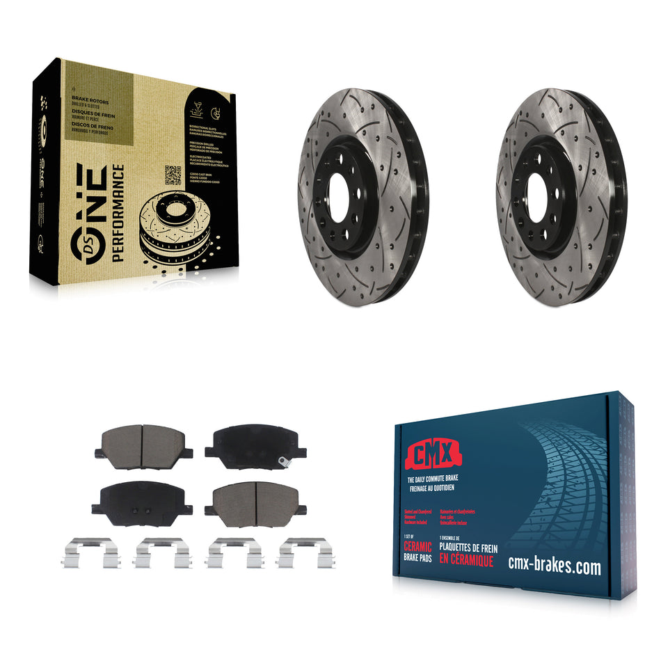 Front Coated Drilled Slotted Disc Brake Rotors And Ceramic Pads Kit For Jeep Renegade Compass Fiat 500X KDC-100021