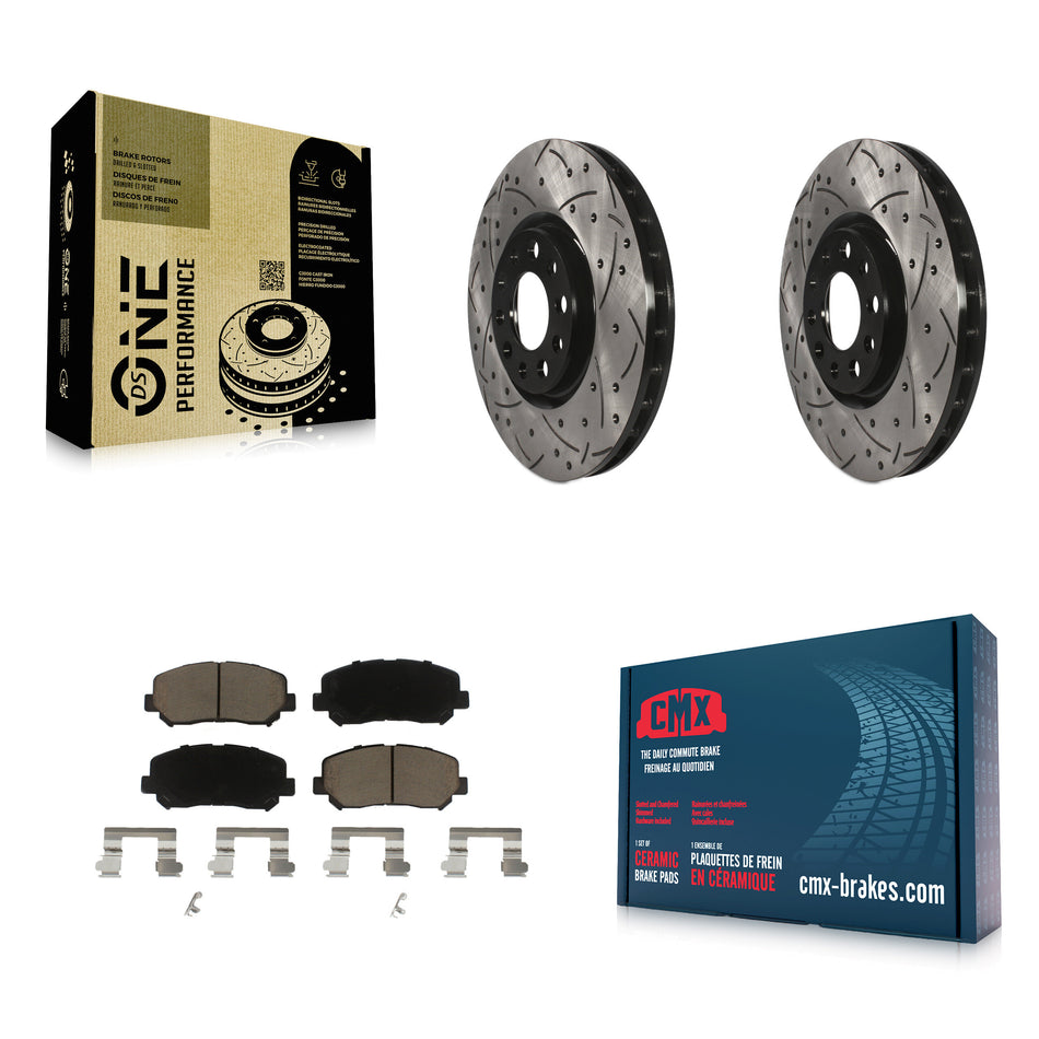 Front Coated Drilled Slotted Disc Brake Rotors And Ceramic Pads Kit For Dodge Dart Chrysler 200 KDC-100022