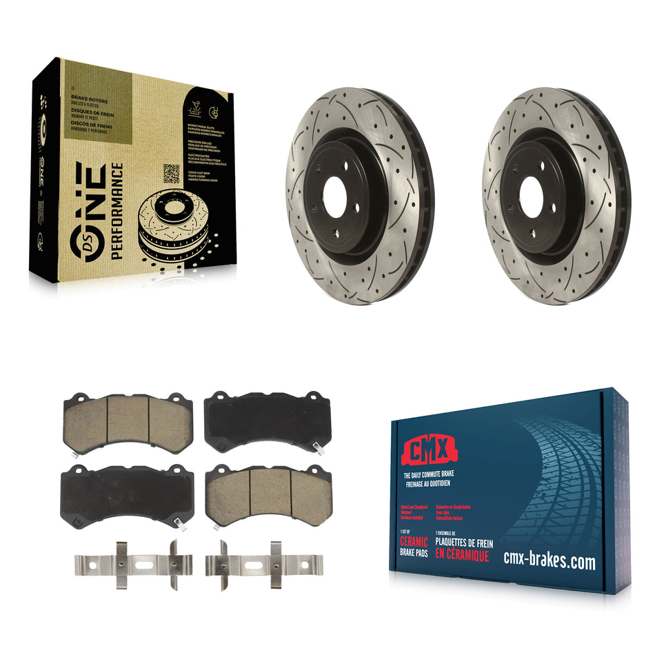 Front Coated Drilled Slotted Disc Brake Rotors And Ceramic Pads Kit For Jeep Grand Cherokee Dodge Durango KDC-100034