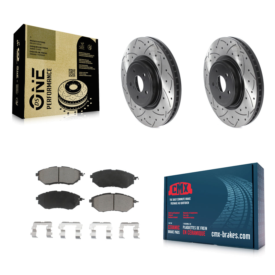 Front Coated Drilled Slotted Disc Brake Rotors And Ceramic Pads Kit For Subaru Forester Outback Legacy KDC-100035