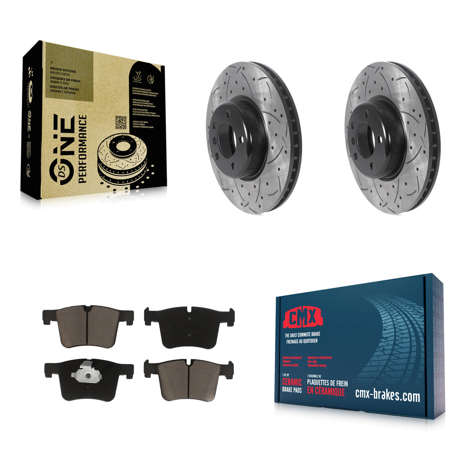 Front Coated Drilled Slotted Disc Brake Rotors And Ceramic Pads Kit For BMW 335i xDrive 435i 328i GT 328d 330i Gran Coupe KDC-100039