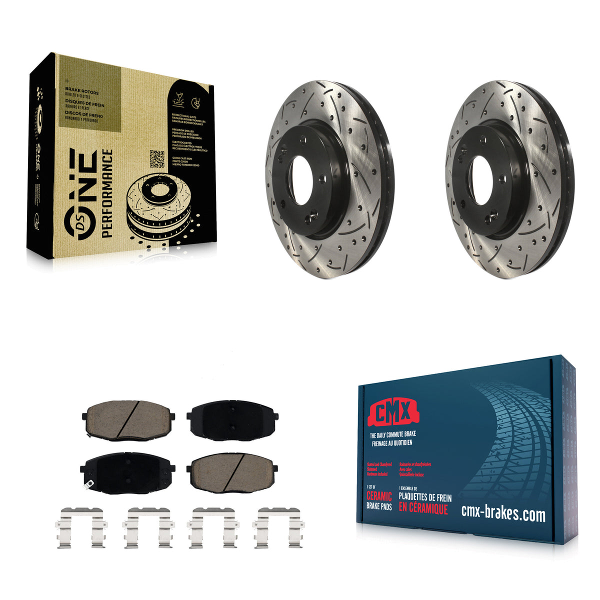 Front Drilled Slot Brake Rotors Ceramic Pad Kit For Kia Hyundai Kona Seltos Forte Soul GT KDC-100042