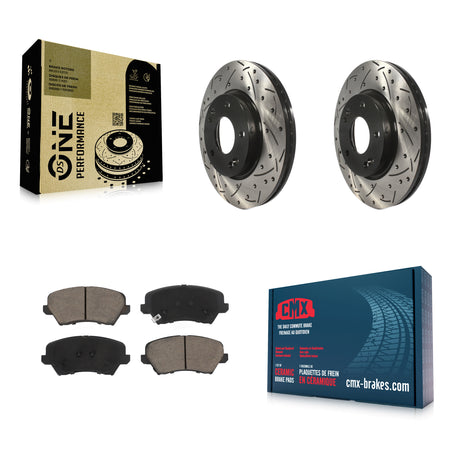 Front Drilled Slot Brake Rotors Ceramic Pad Kit For Kia Forte Hyundai Elantra GT Veloster KDC-100047