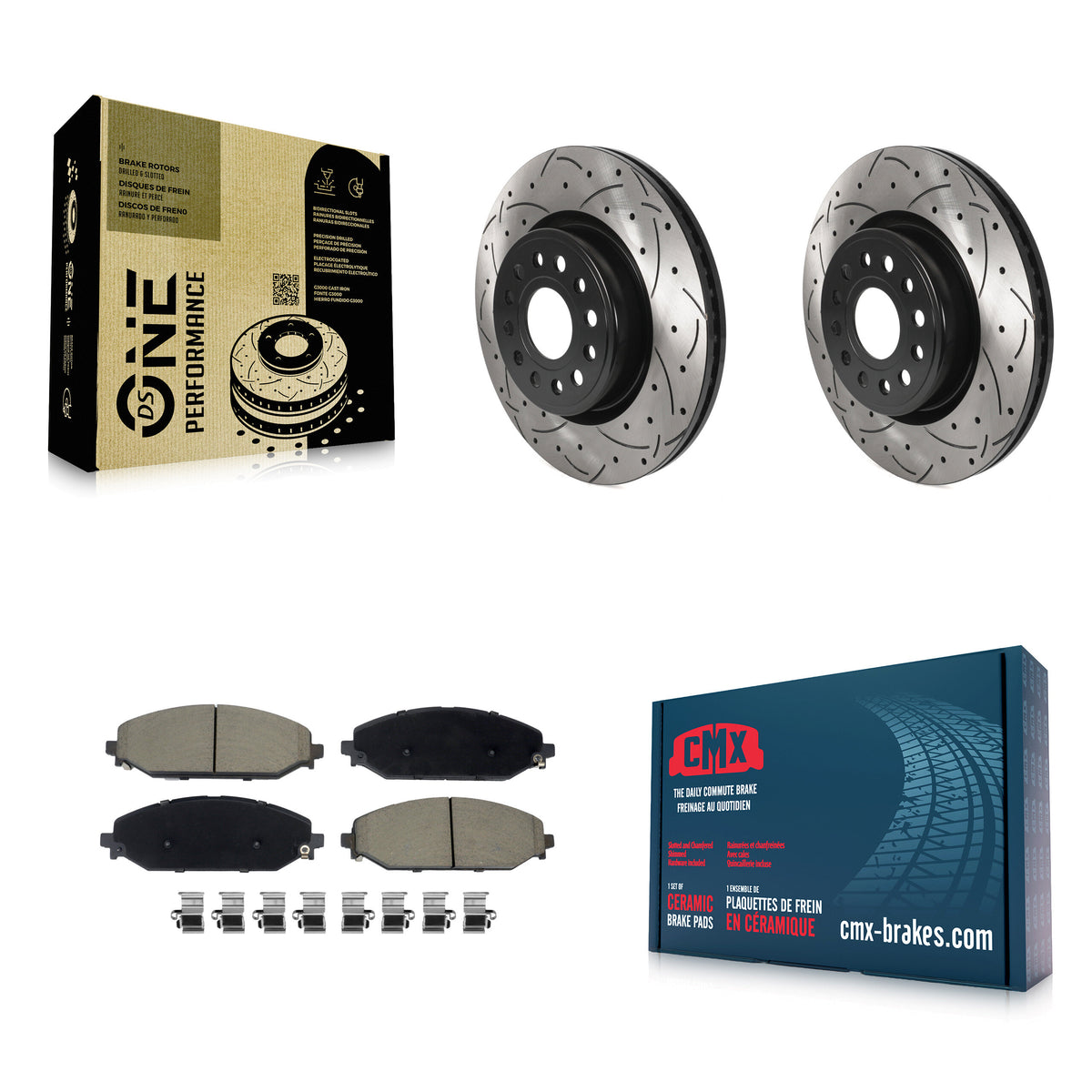 Front Coated Drilled Slotted Disc Brake Rotors And Ceramic Pads Kit For Ram 1500 KDC-100054
