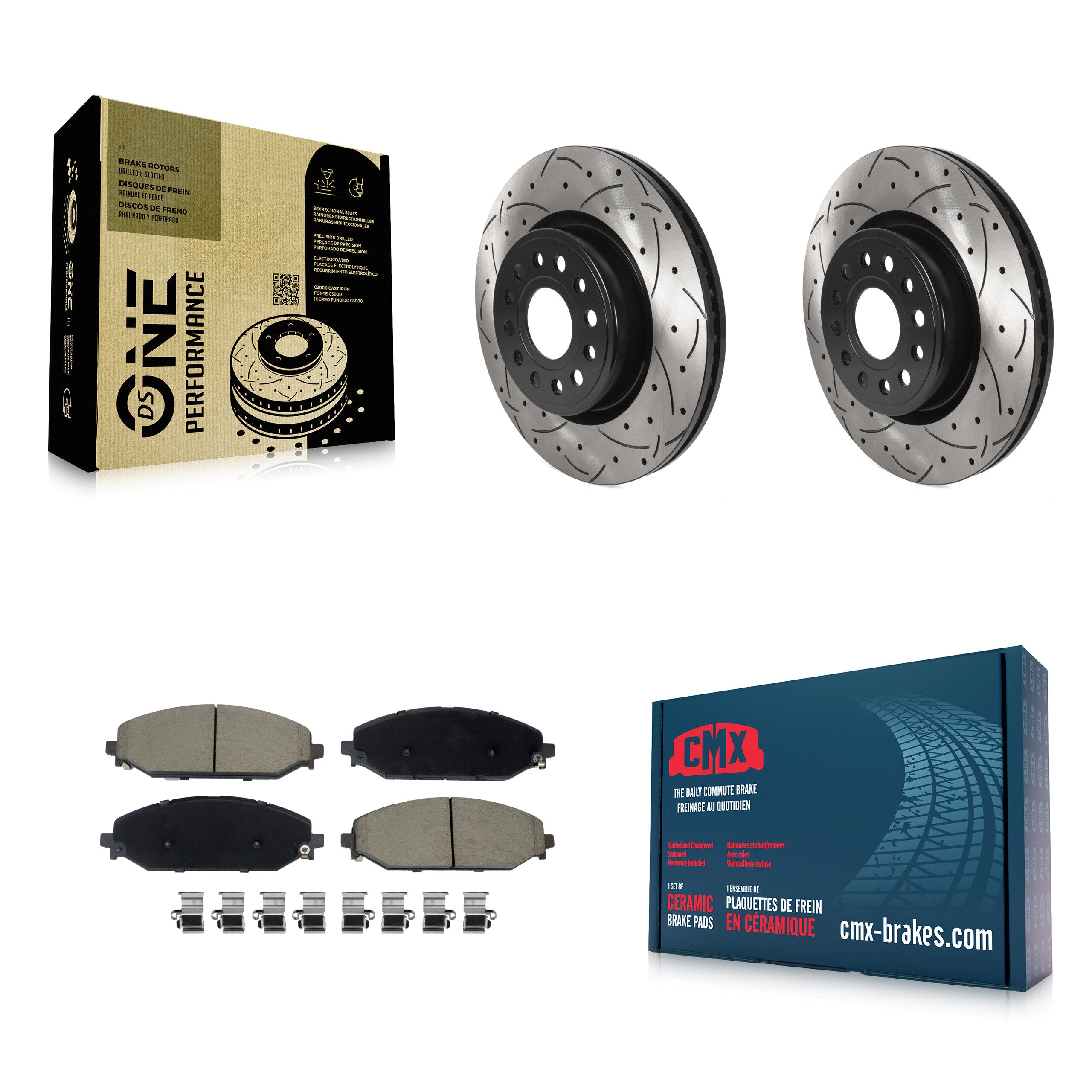 Front Coated Drilled Slotted Disc Brake Rotors And Ceramic Pads Kit For Ram 1500 KDC-100054