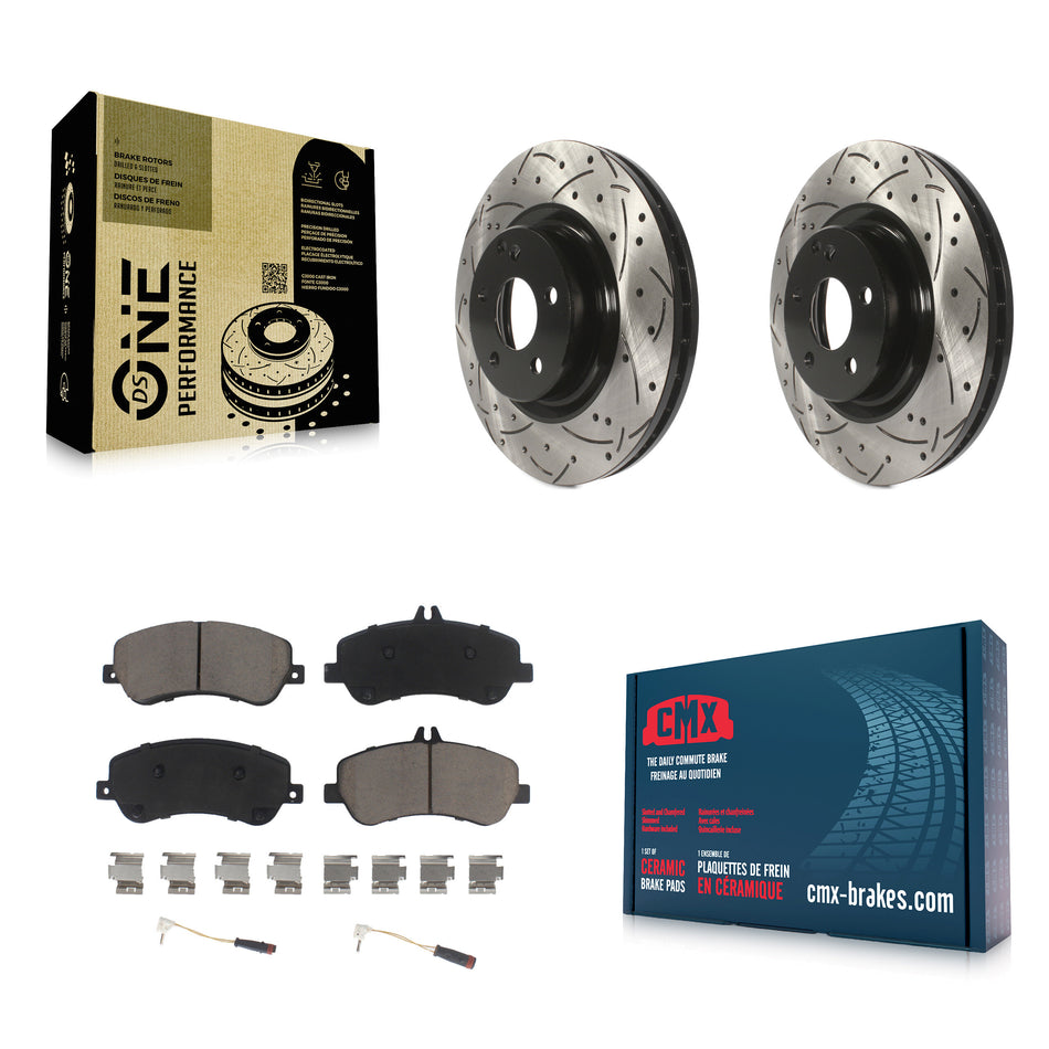 Front Coated Drilled Slotted Disc Brake Rotors And Ceramic Pads Kit For Mercedes-Benz GLK350 GLK250 KDC-100055
