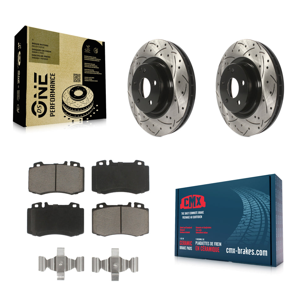 Front Coated Drilled Slotted Disc Brake Rotors And Ceramic Pads Kit For Mercedes-Benz CLS550 CLS500 E550 KDC-100056