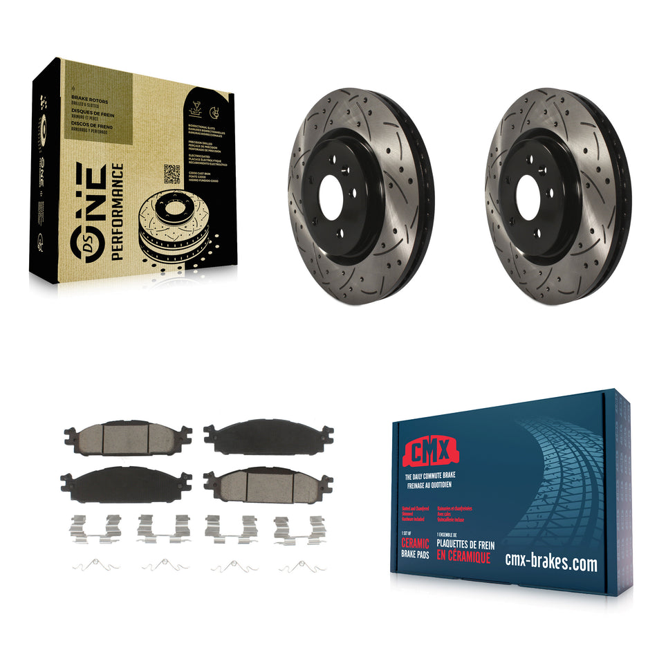 Front Coated Drilled Slotted Disc Brake Rotors And Ceramic Pads Kit For Ford Explorer Taurus Flex Lincoln MKT MKS KDC-100059