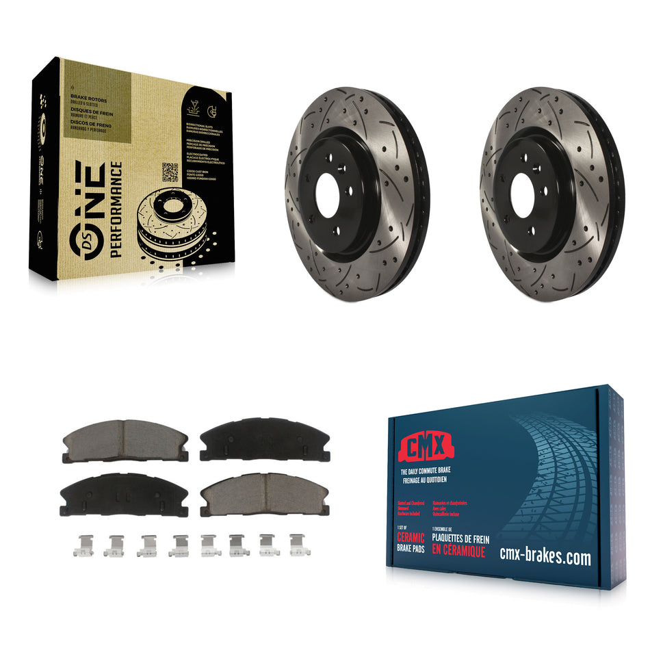 Front Coated Drilled Slotted Disc Brake Rotors And Ceramic Pads Kit For 2013 Ford Explorer Sport With Heavy Duty Brakes KDC-100060