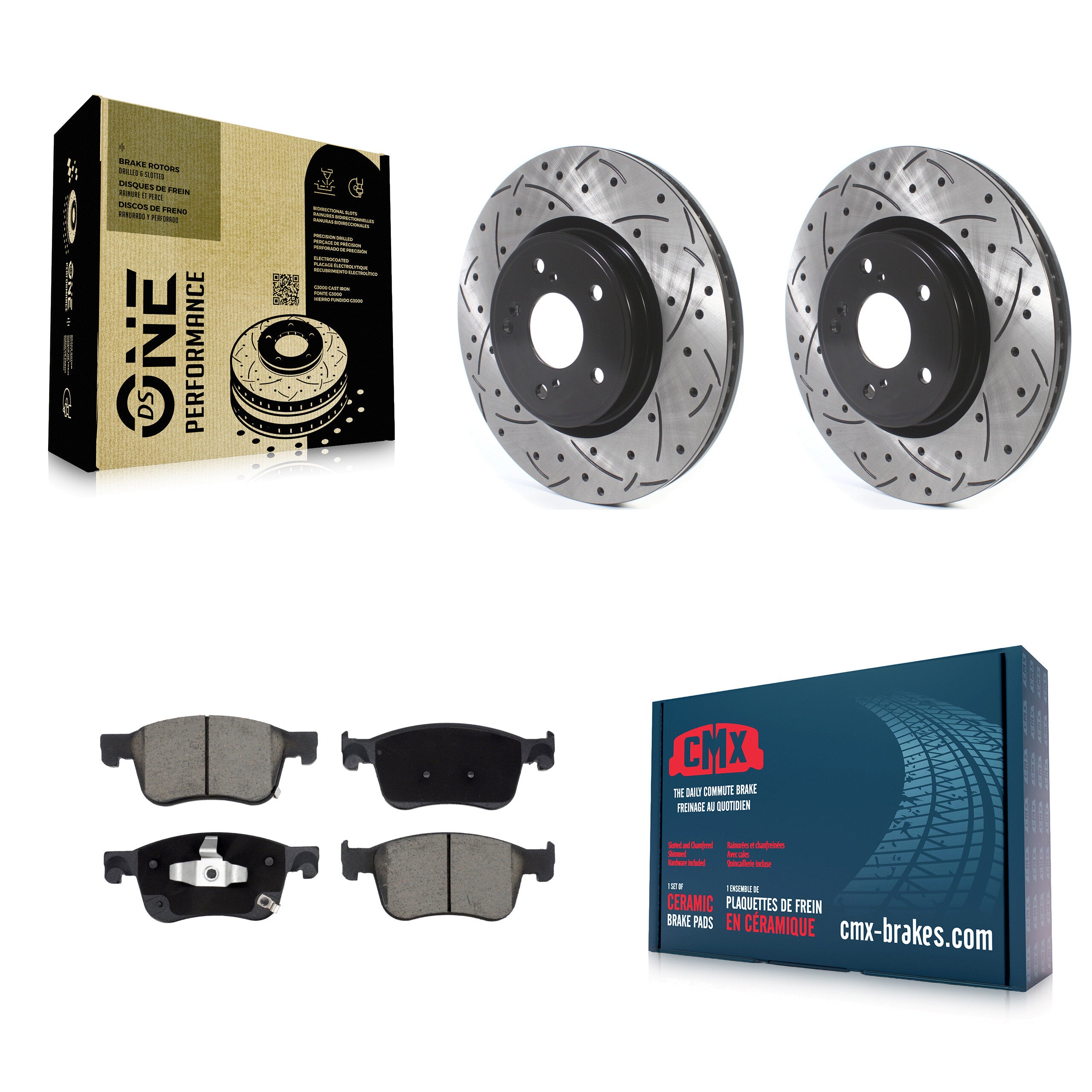 Front Drilled Slot Disc Brake Rotors Ceramic Pad Kit For Honda Civic Accord Acura Integra KDC-100065