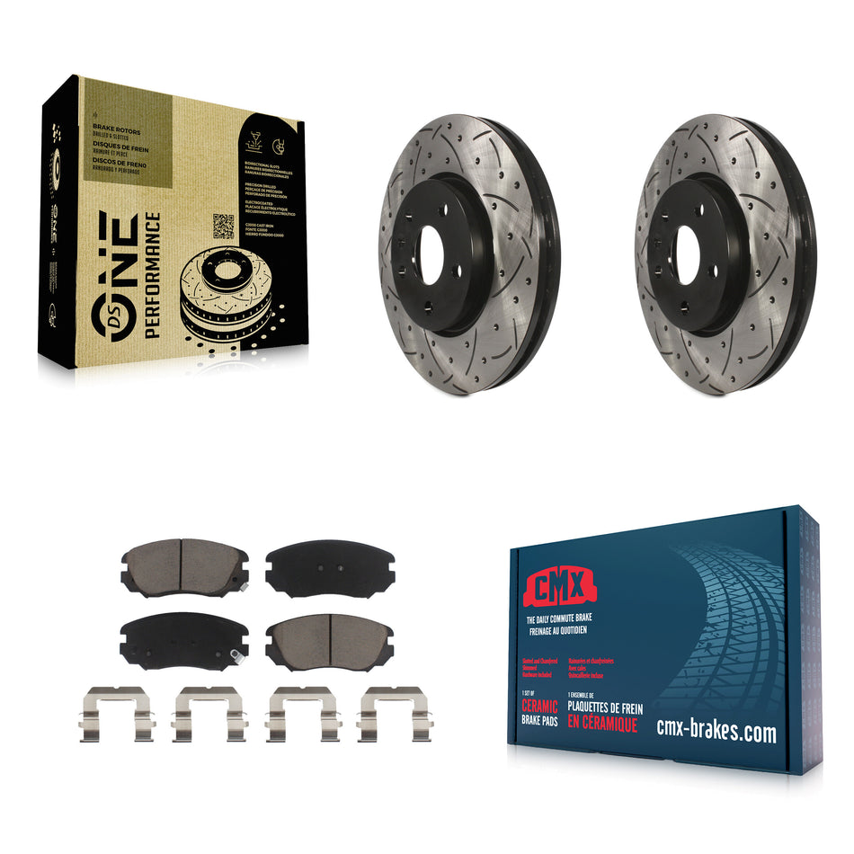 Front Coated Drilled Slotted Disc Brake Rotors And Ceramic Pads Kit For Chevrolet Equinox GMC Terrain Malibu Buick Impala LaCrosse Regal Limited Allure KDC-100088