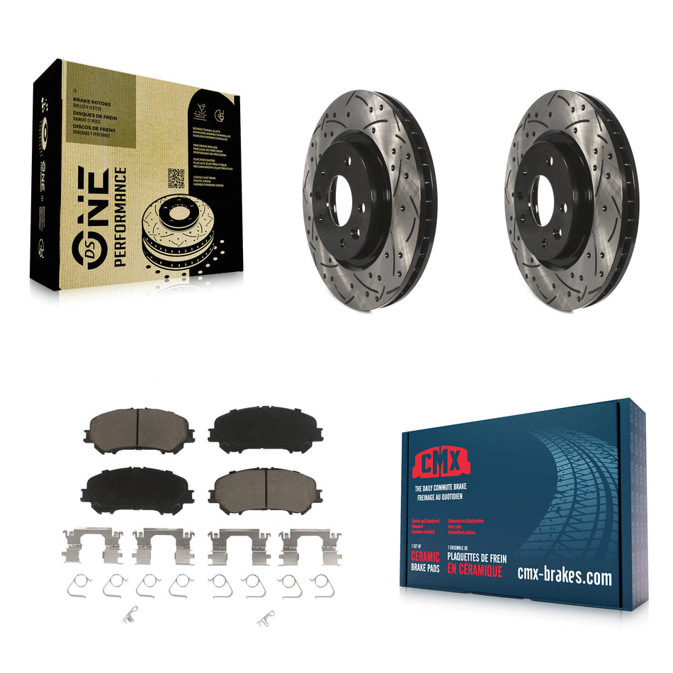 Front Coated Drilled Slotted Disc Brake Rotors And Ceramic Pads Kit For Nissan Rogue Sport Qashqai KDC-100096