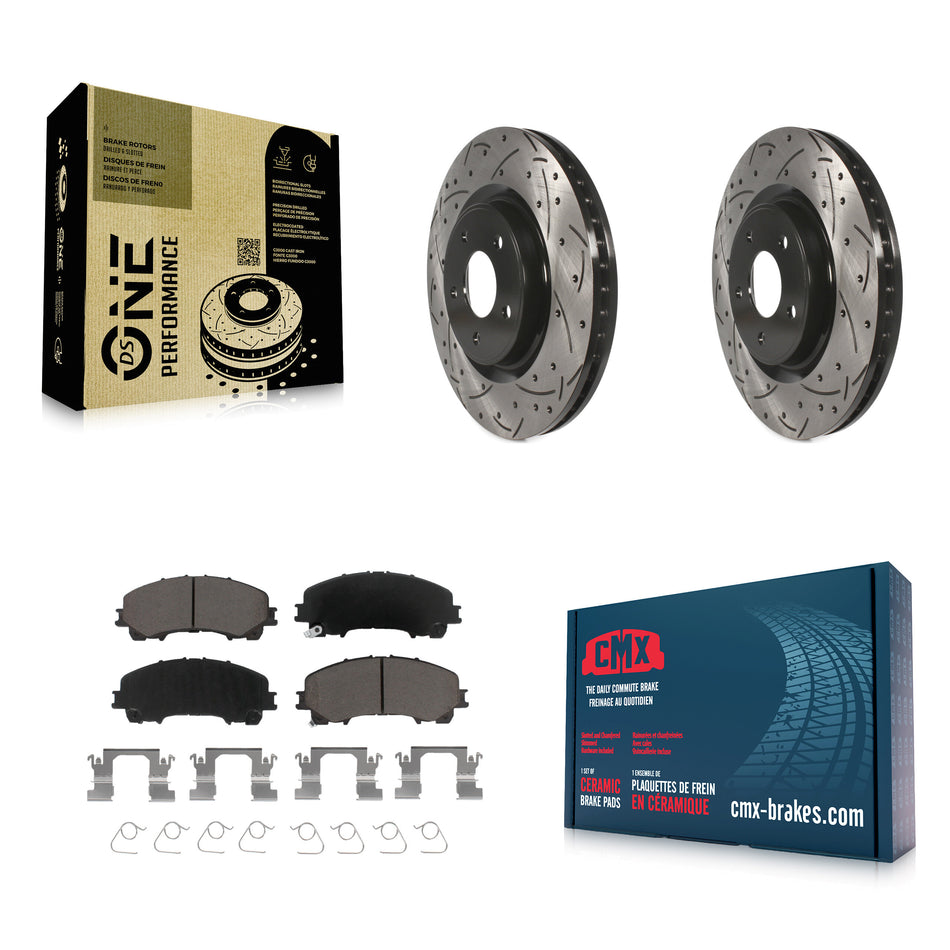Front Coated Drilled Slotted Disc Brake Rotors And Ceramic Pads Kit For Nissan Rogue KDC-100097