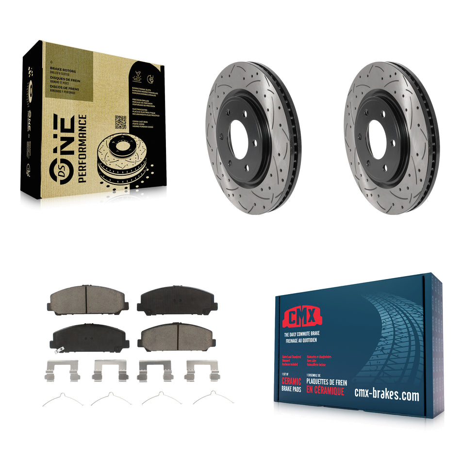 Front Coated Drilled Slotted Disc Brake Rotors And Ceramic Pads Kit For Nissan TITAN Armada INFINITI QX80 QX56 KDC-100105