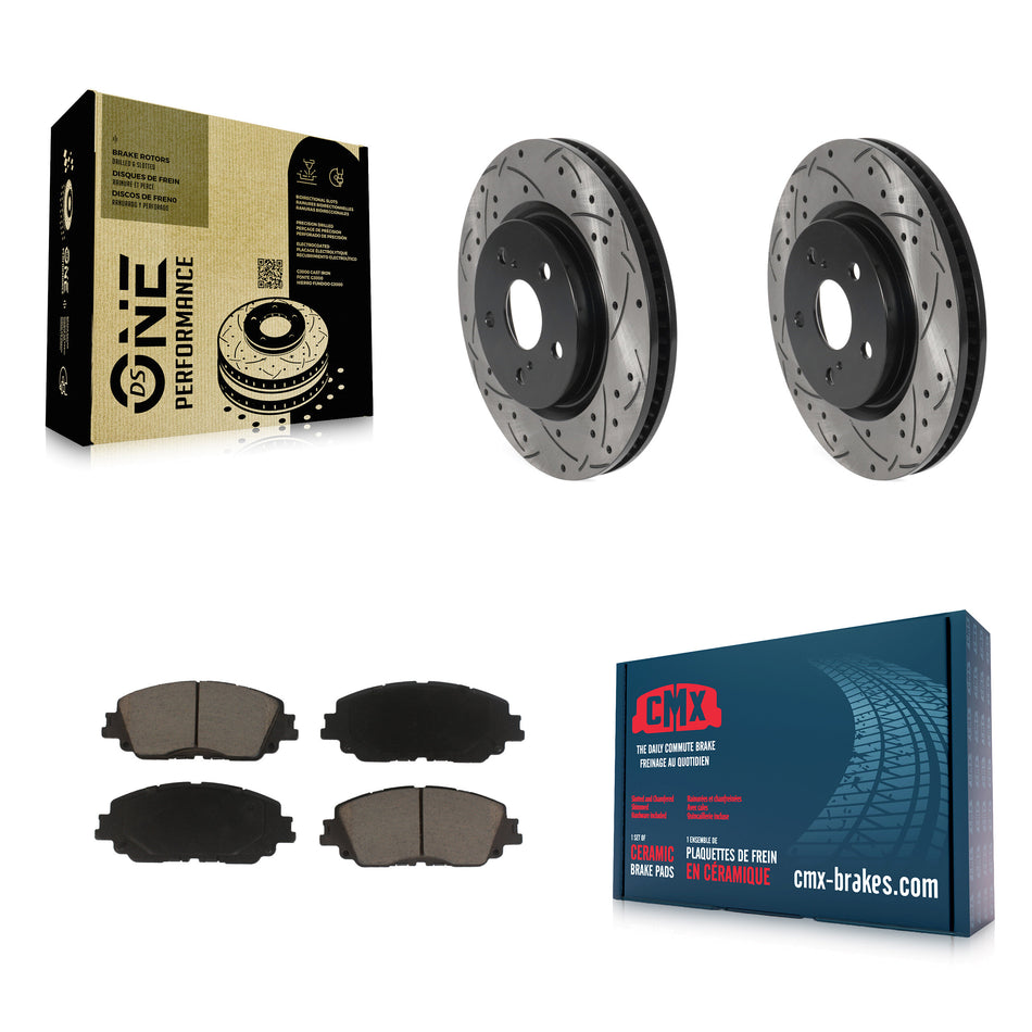 Front Coated Drilled Slotted Disc Brake Rotors And Ceramic Pads Kit For Toyota Camry RAV4 Lexus ES350 Avalon ES300h UX250h UX200 C-HR ES250 Venza KDC-100112