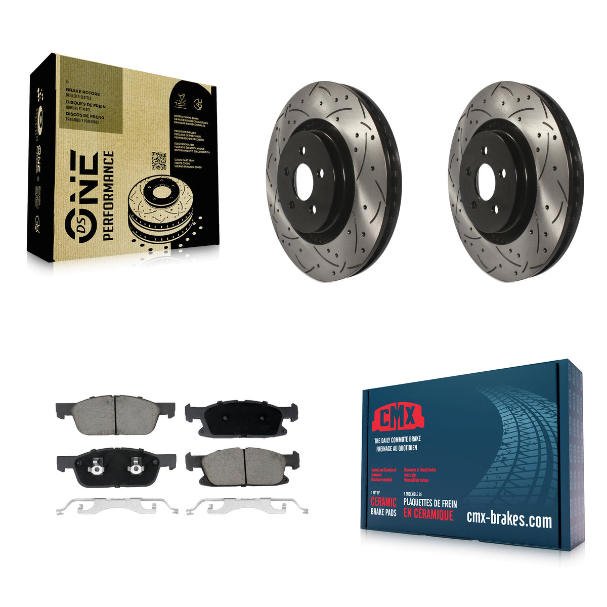 Front Drill Slot Disc Brake Rotor Ceramic Pad Kit For Ford Fusion Lincoln MKZ Continental KDC-100127