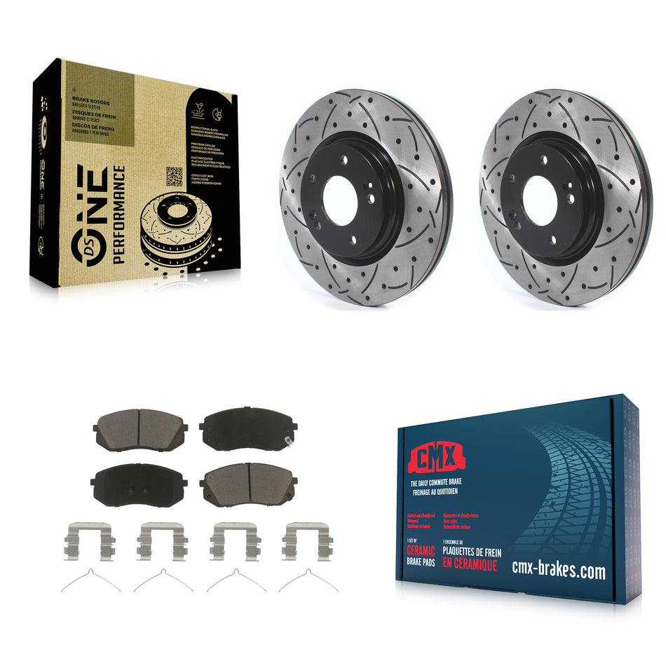 Front Coated Drilled Slotted Disc Brake Rotors And Ceramic Pads Kit For Hyundai Sonata Kia Optima Niro EV Kona Electric KDC-100130