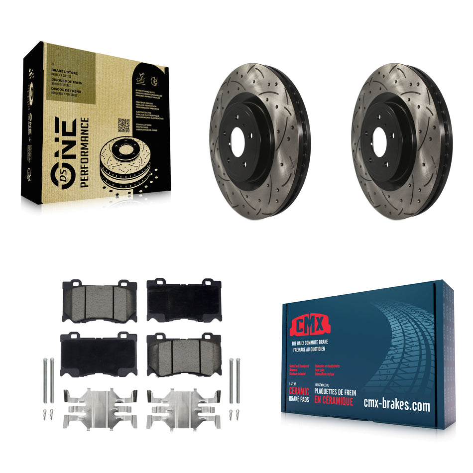 Front Coated Drilled Slotted Disc Brake Rotors And Ceramic Pads Kit For INFINITI G37 Q50 Nissan 370Z Q60 M37 Q70 Q70L QX70 M56 FX50 Z KDC-100139