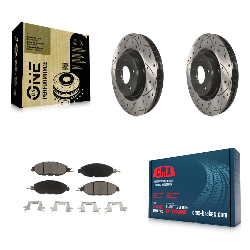 Front Coated Drilled Slotted Disc Brake Rotors And Ceramic Pads Kit For Nissan Pathfinder Murano INFINITI QX60 JX35 KDC-100140