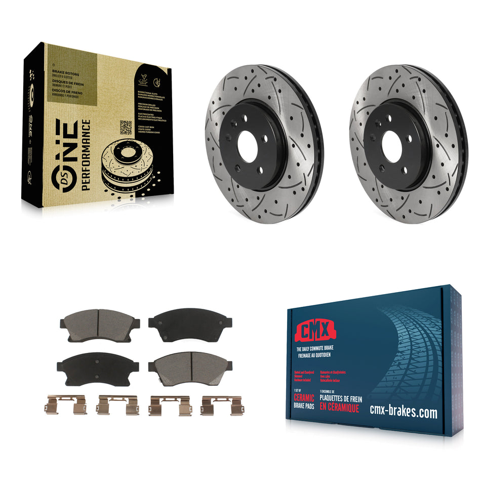 Front Coated Drilled Slotted Disc Brake Rotors And Ceramic Pads Kit For Chevrolet Buick Encore Trax Sonic KDC-100142