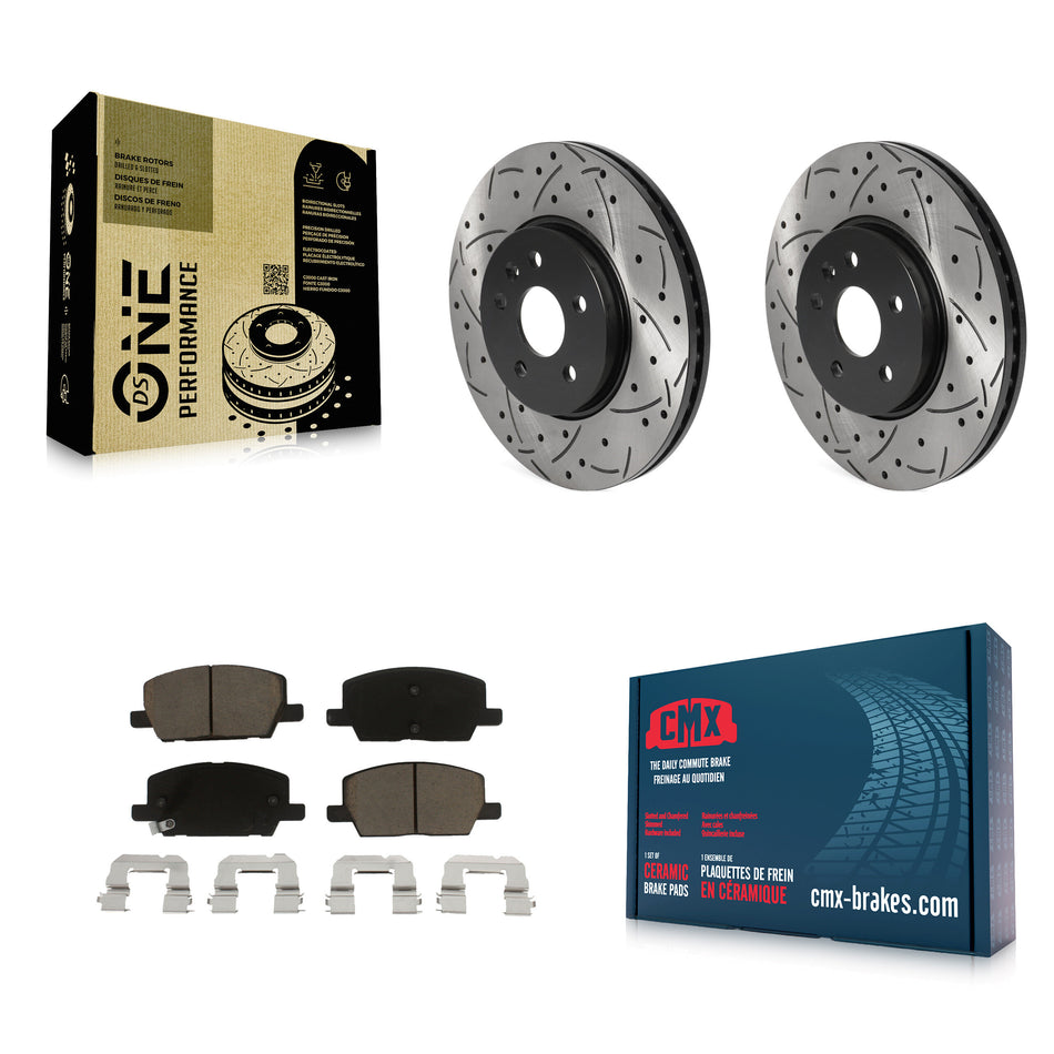 Front Coated Drilled Slotted Disc Brake Rotors And Ceramic Pads Kit For Chevrolet Trax Buick Encore KDC-100143