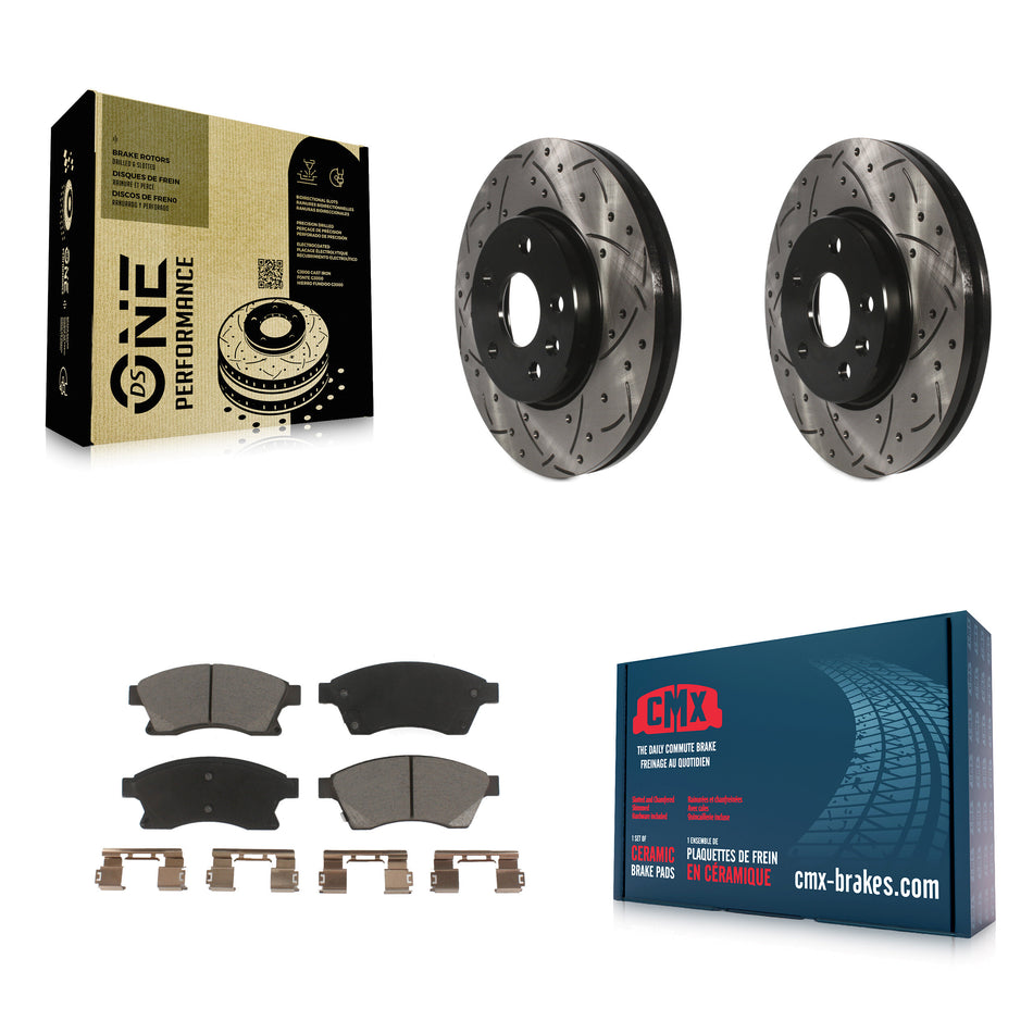 Front Coated Drilled Slotted Disc Brake Rotors And Ceramic Pads Kit For Chevrolet Cruze Sonic Limited KDC-100144