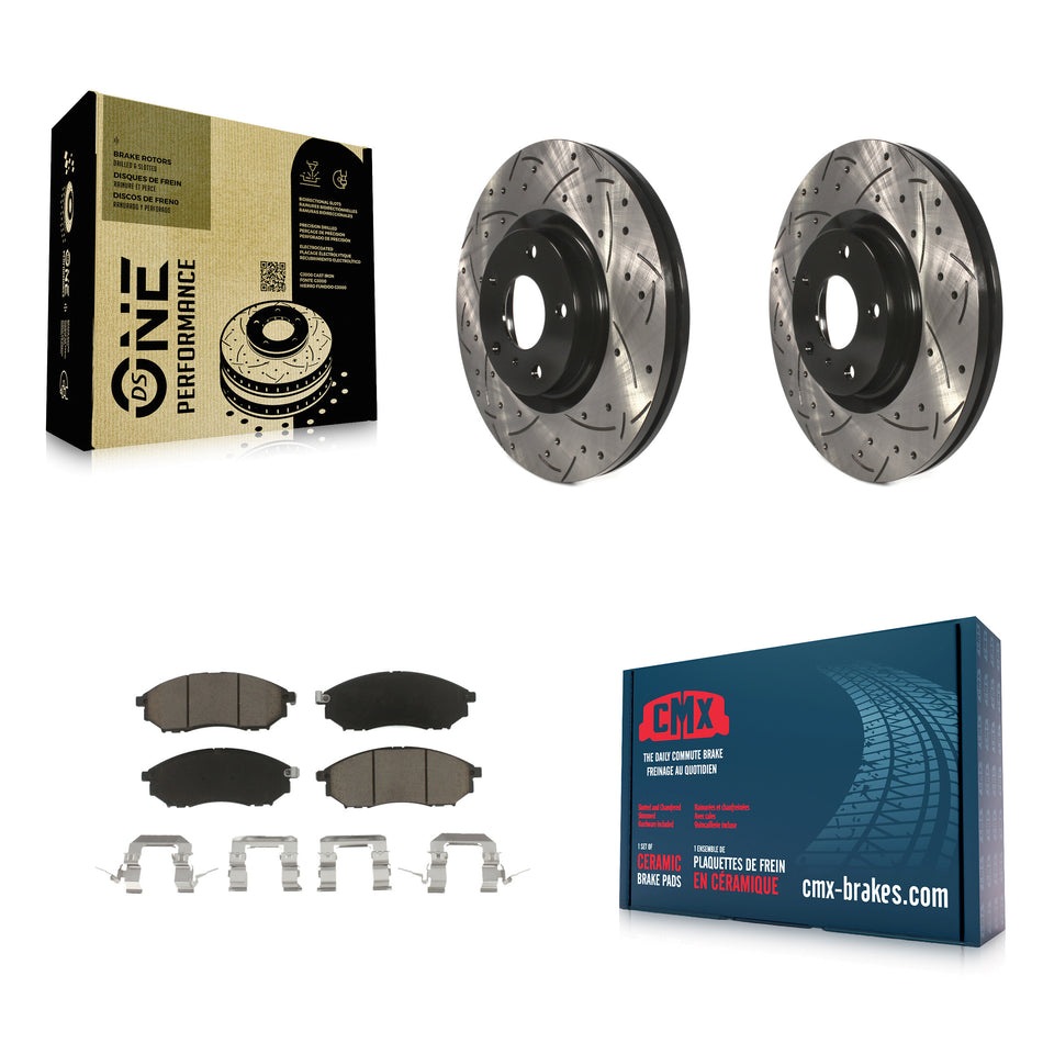 Front Coated Drilled Slotted Disc Brake Rotors And Ceramic Pads Kit For INFINITI Nissan G37 Murano G35 M35 370Z 350Z EX35 M37 QX70 G25 Q70 Q70L M45 Q40 QX50 M56 EX37 M35h KDC-100146