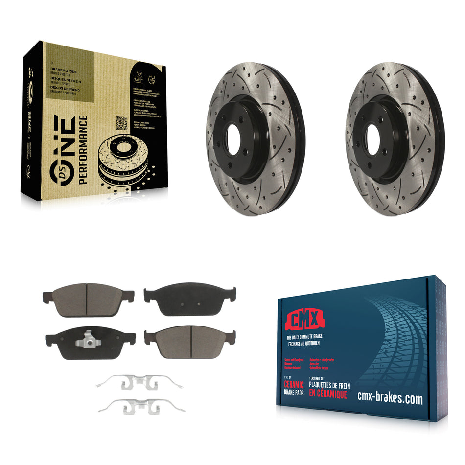Front Coated Drilled Slotted Disc Brake Rotors And Ceramic Pads Kit For Ford Focus ST KDC-100159