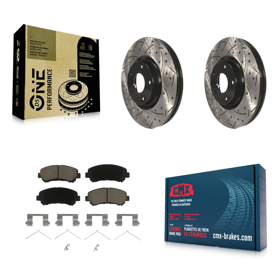 Front Coated Drilled Slotted Disc Brake Rotors And Ceramic Pads Kit For Nissan Maxima KDC-100171